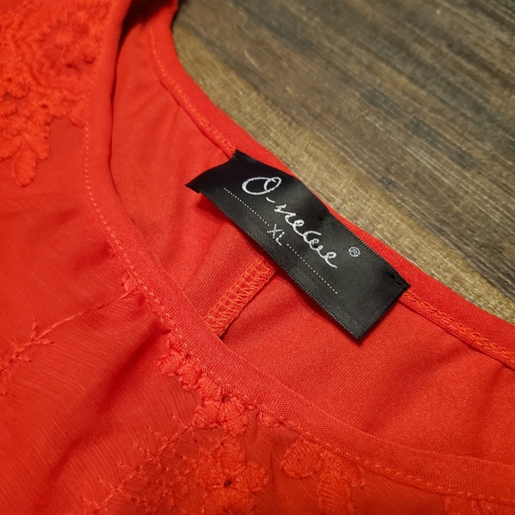 Womens XL Red Sheer Knit Dress - Picture 2 of 4